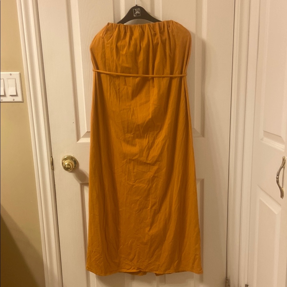 Zara Yellow Strapless Sundress Casual Resort Wear